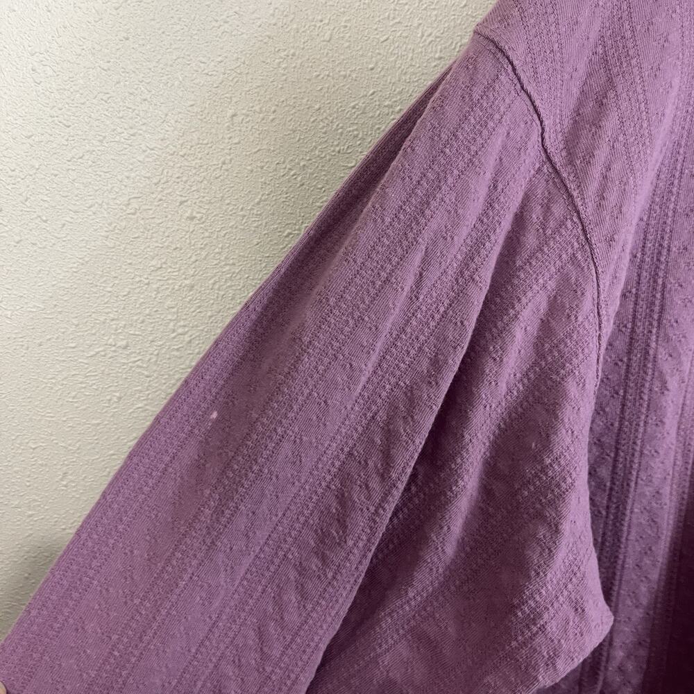 Vintage L.L.Bean Textured Cotton Top Women’s XL Purple Boat Neck Made USA - Picture 4 of 6
